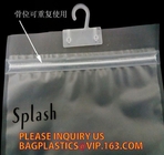 Ziplockk resealable plastic packaging bags for clothes, PE / PE / PP plastic zipper plastic bags for clothes, hanger hook