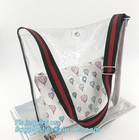 PVC Tote Shoulder Bag Gym Travel Beach shopping bags, Made in China transparent PVC shoulder bag clutch bag, packaging